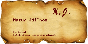 Mazur János névjegykártya
